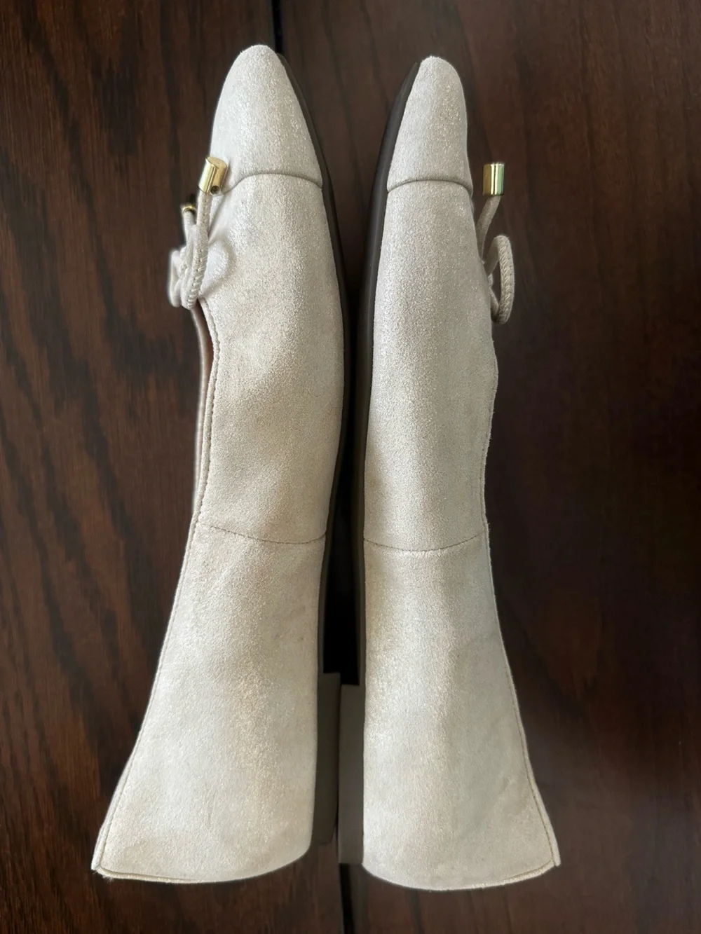 Vionic Cream Suede Square-Toe Ballet Flats with Bow